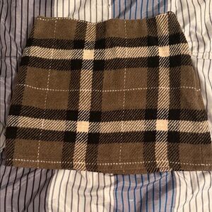 Workshop Republic Clothing Brown and Black Plaid Mini Skirt
